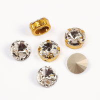 Rivoli K9 Crystal Rhinestones Glass Bright Sew On Rinestone Sliver Gold Setting Base Craft Diy Jewelry Clothing Accessories