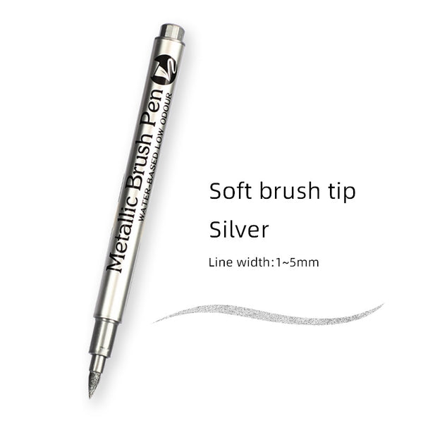 1/3Pcs Brush Metallic Marker Pens Set Gold Silver White Permanent Art Markers Scrapbooking Fabric