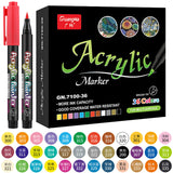 36 Color Sketching Markers, Acrylic Marker for Painting, Acrylic Paint Pen, Brush Art Marker for Fabric Canvas, Rock Painting