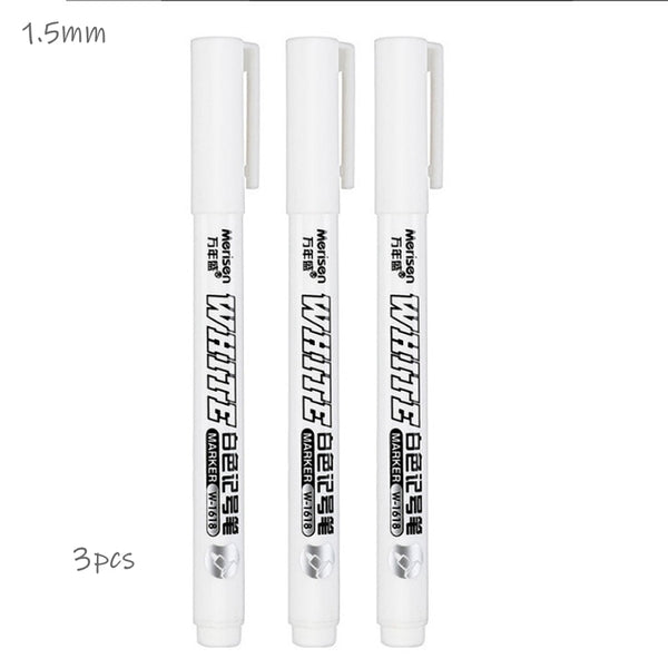 3.0/1.0mm White Marker Pen Waterproof Graffiti Paint Oil Permanent  Waterproof Marker For Glass Leather